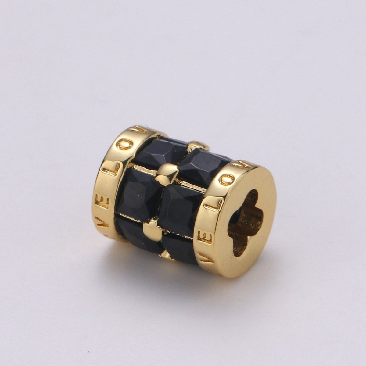 Silver, 24K Gold Filled Bead Clover Shape Small Hole Tube spacer Love Beads Charms Drum Barrel Beads, Enamel Tube Spacer 6.5x8mm Bracelet Beads | B381, B382