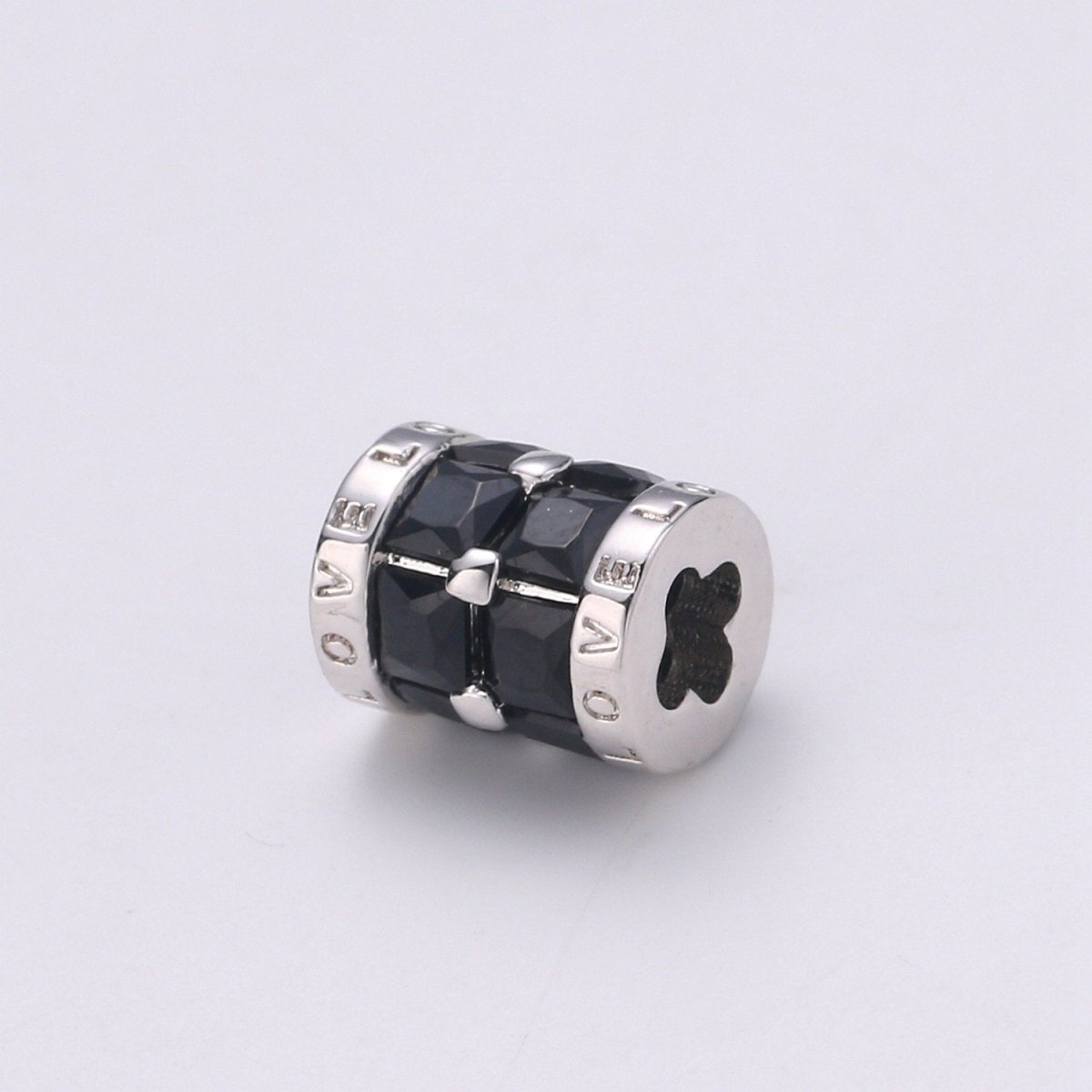 Silver, 24K Gold Filled Bead Clover Shape Small Hole Tube spacer Love Beads Charms Drum Barrel Beads, Enamel Tube Spacer 6.5x8mm Bracelet Beads | B381, B382