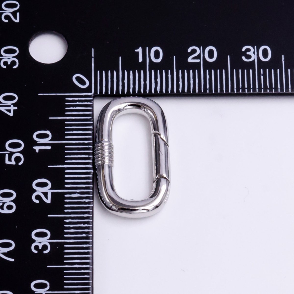 Silver Drill Textured 24.5mm Oval Oblong PUSH Spring Gate Ring Jewelry Supply | Z-376