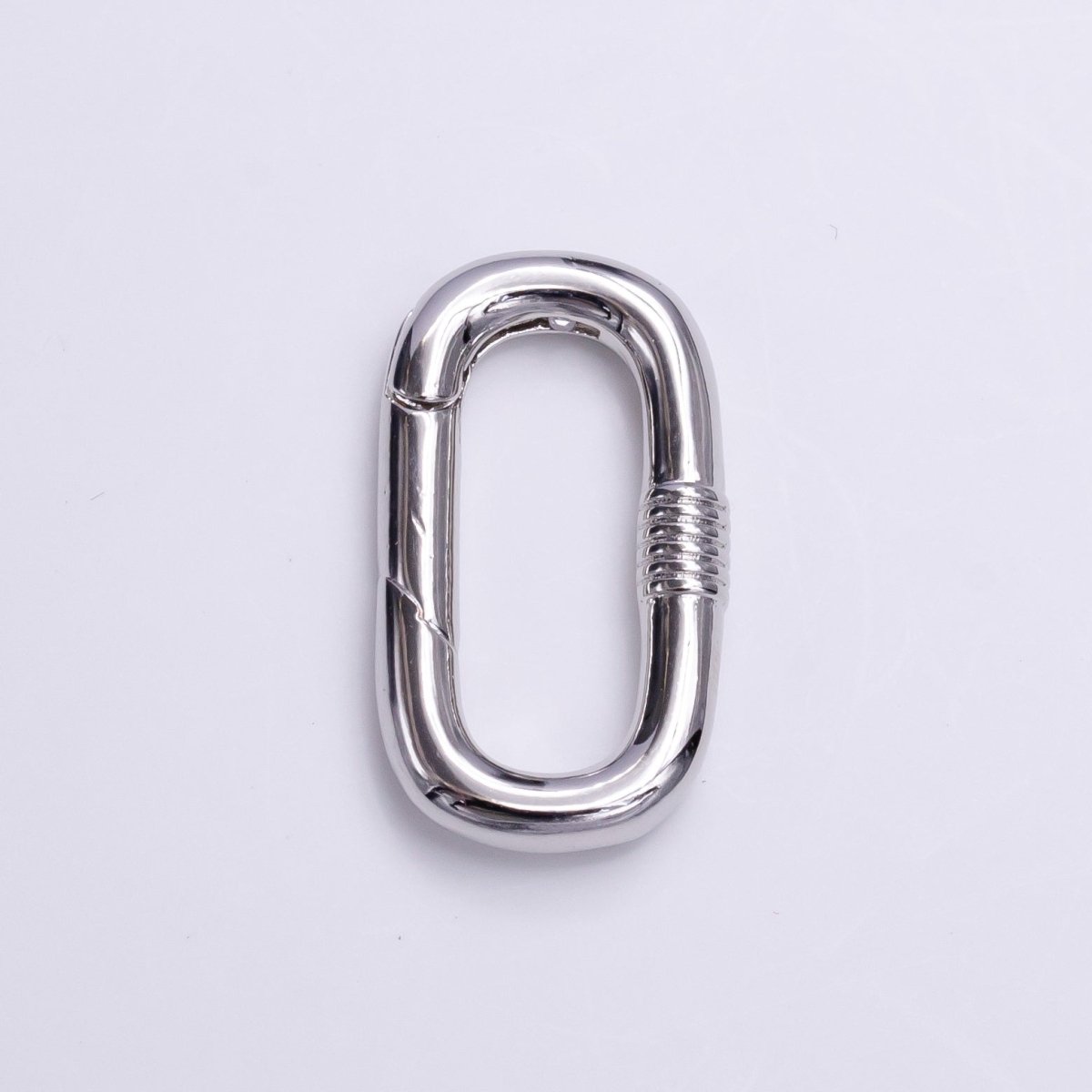 Silver Drill Textured 24.5mm Oval Oblong PUSH Spring Gate Ring Jewelry Supply | Z-376