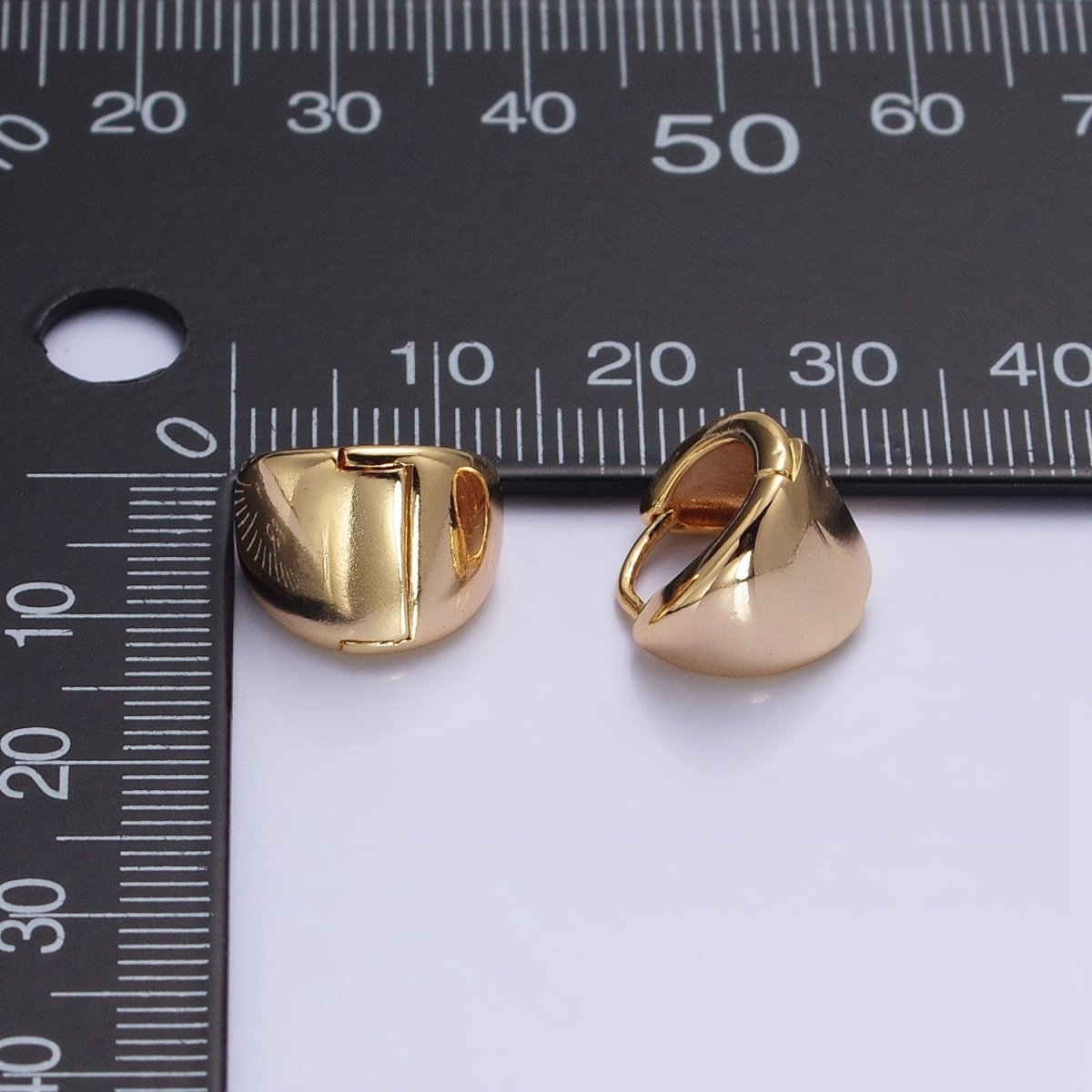 Silver, Gold 11.5mm Cartilage Wide Dome Triangle Huggie Earrings | AB801 AB823