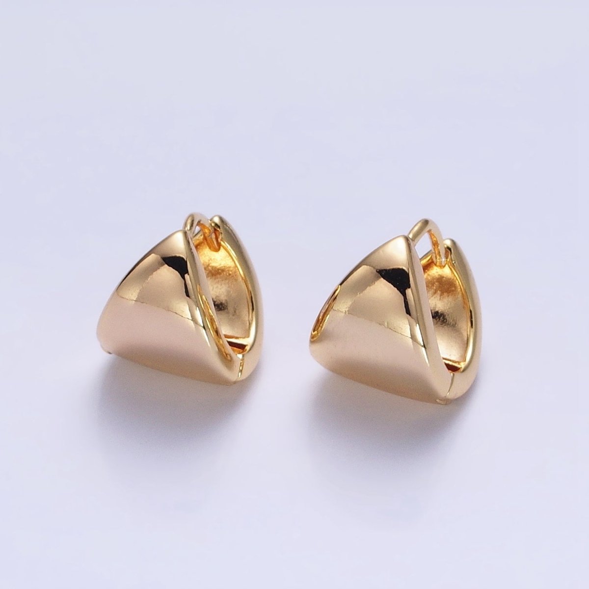 Silver, Gold 11.5mm Cartilage Wide Dome Triangle Huggie Earrings | AB801 AB823