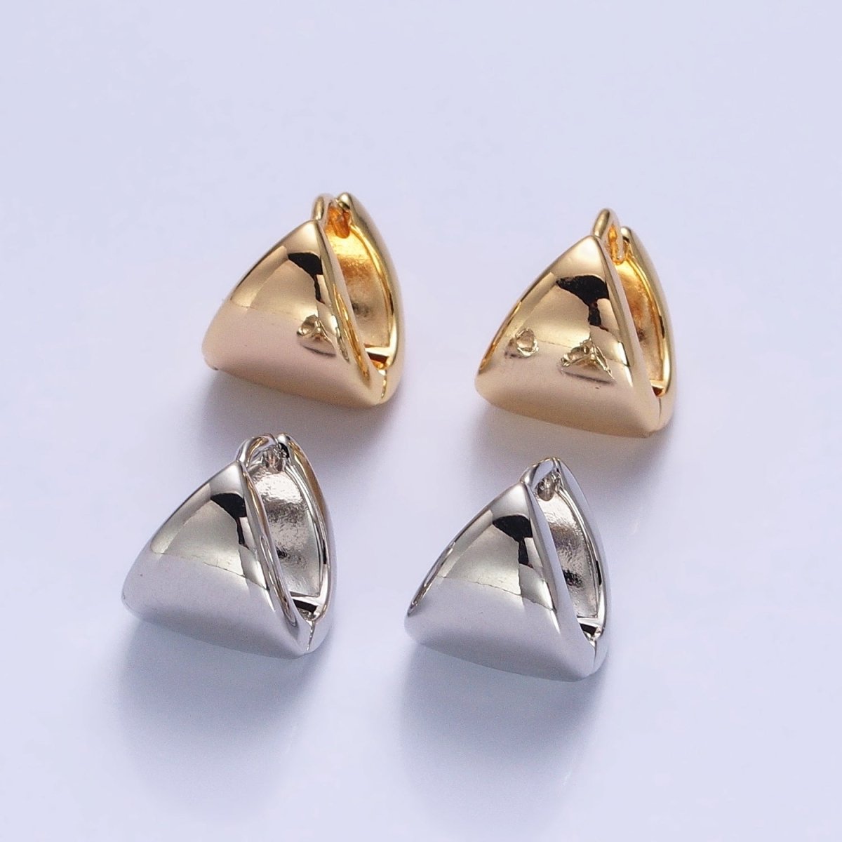 Silver, Gold 11.5mm Cartilage Wide Dome Triangle Huggie Earrings | AB801 AB823