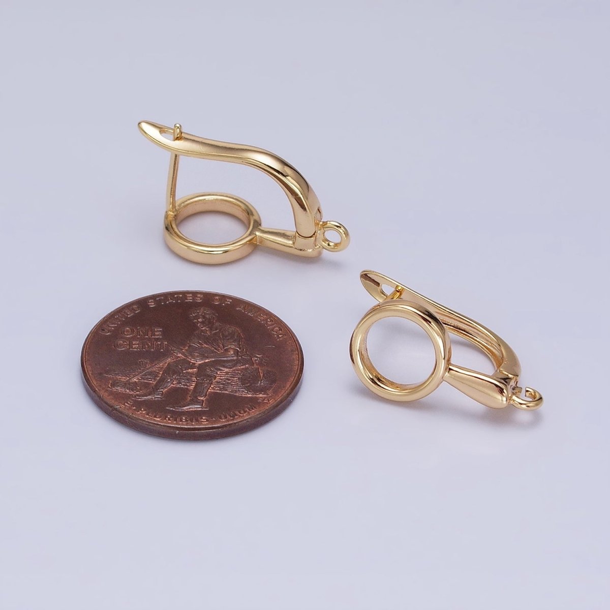Silver, Gold Geometric Round Drip Open Loop English Lock Earring Supply | Z-203 Z-215