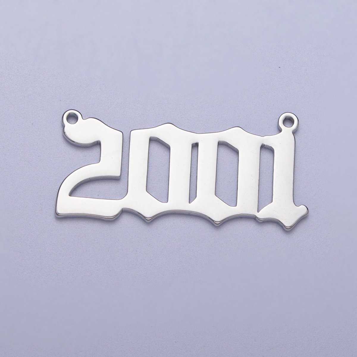 Silver Old English Year Charm Connector Birth Year Number Birthday Year Number Necklace for Personalized Jewelry | Y-678-Y-689
