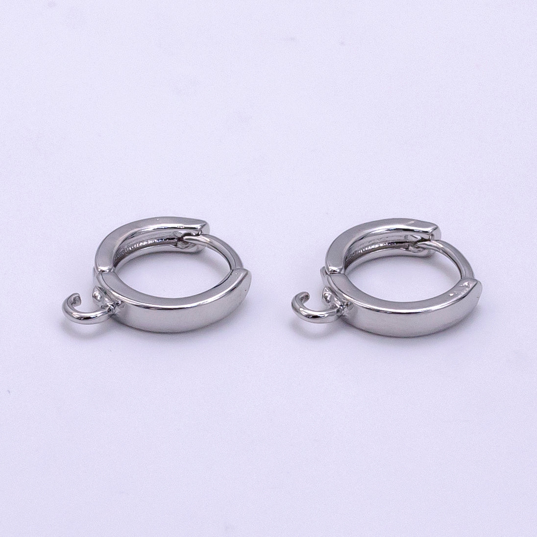 Silver one touch Huggie Earring w/ open link, Lead Nickel free Lever back earring making Component Hoop K-056