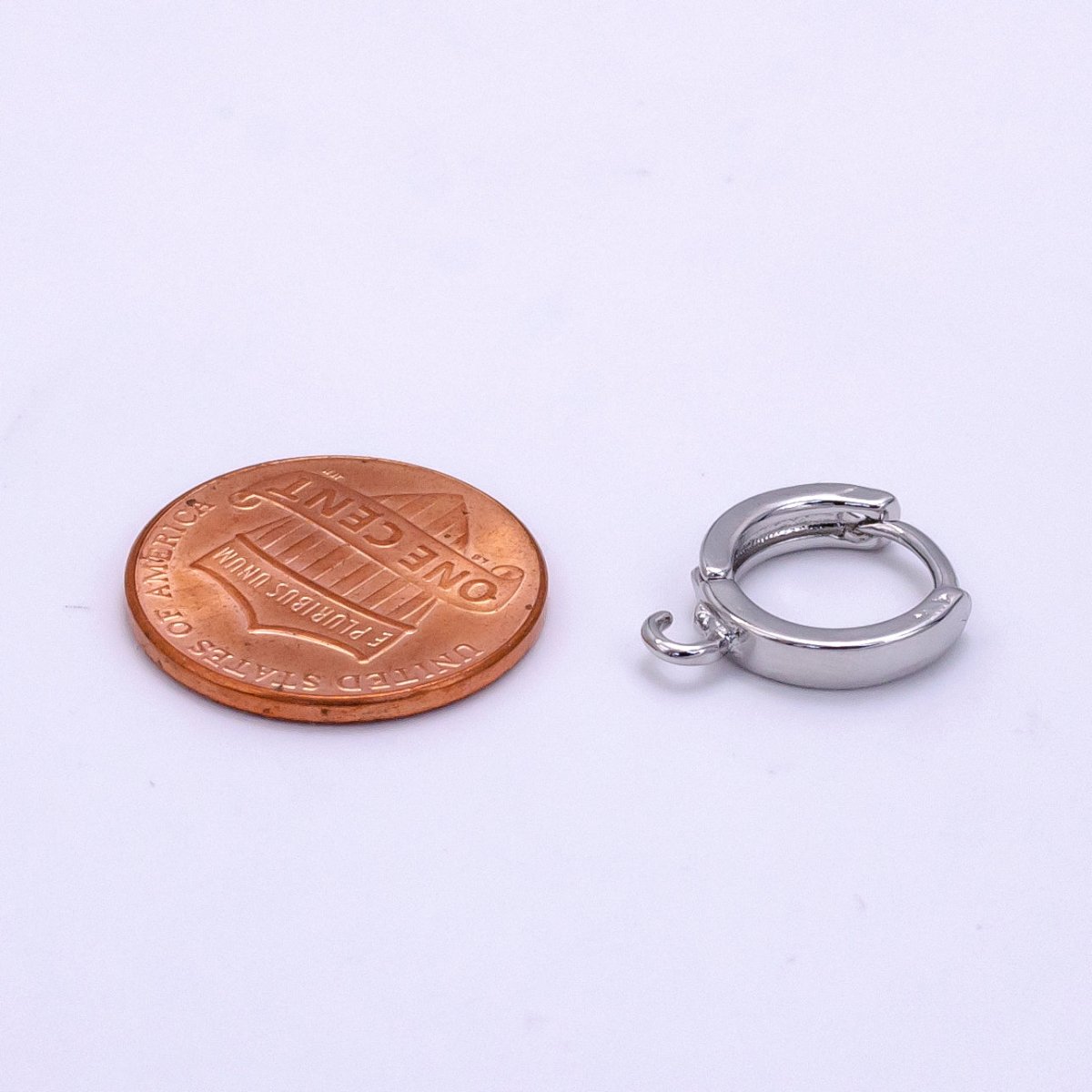Silver one touch Huggie Earring w/ open link, Lead Nickel free Lever back earring making Component Hoop K-056