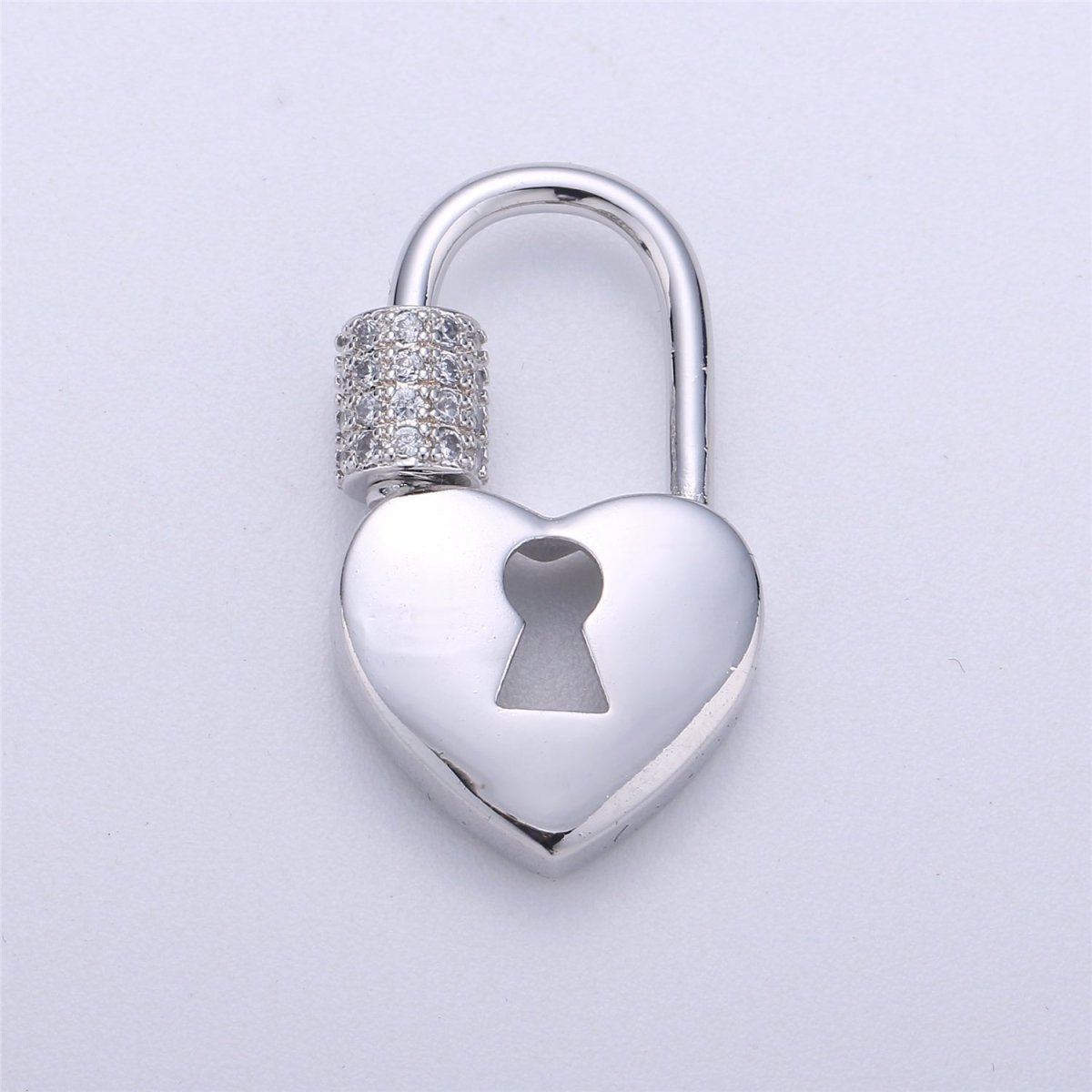 Silver, Rose Gold , Gold Filled Padlock Shaped Screw Clasp CZ Screw Clasp Micro Pave with Screw On Mechanism 30x12mm K-322