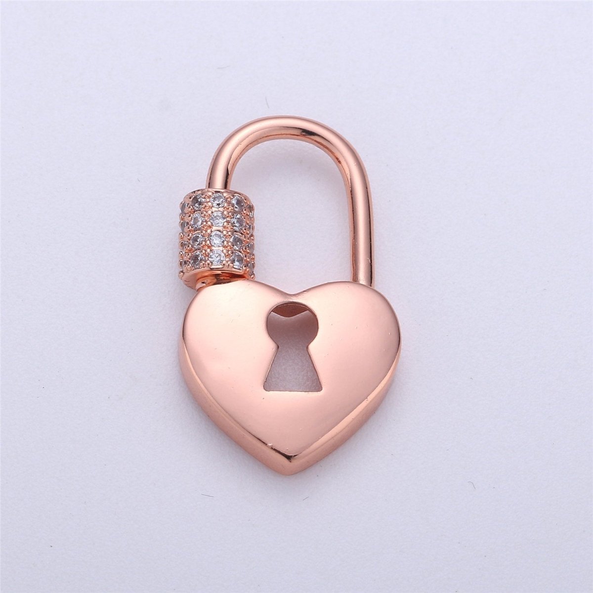 Silver, Rose Gold , Gold Filled Padlock Shaped Screw Clasp CZ Screw Clasp Micro Pave with Screw On Mechanism 30x12mm K-322