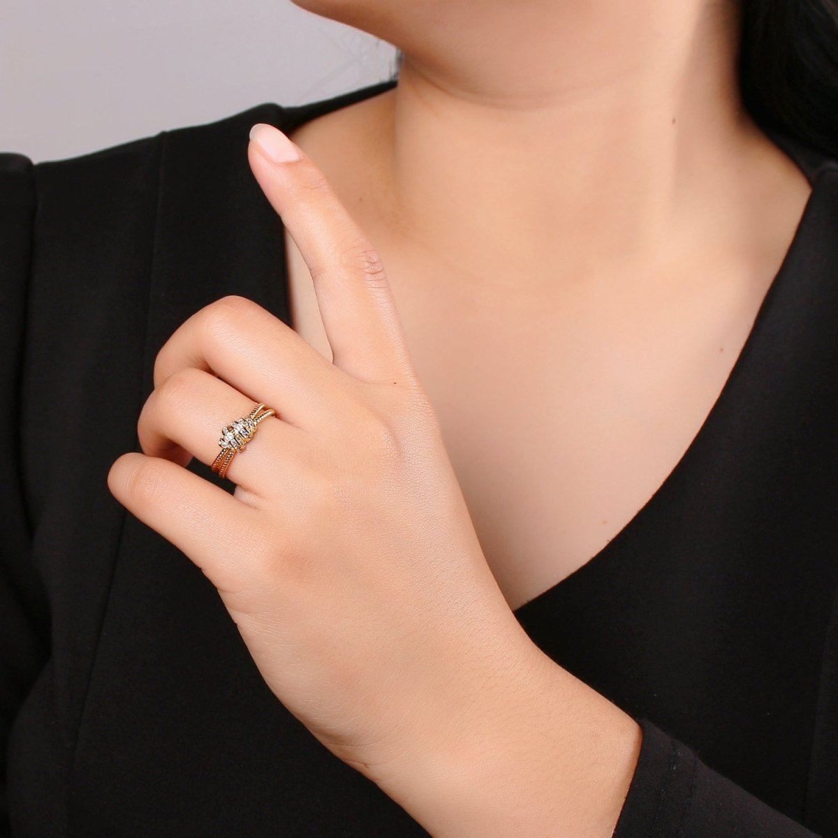 Simple Minimalist Dainty Thin Ring Stackable Rings Double Band Style Open Ring Twisted Ring Everyday Wear R-186