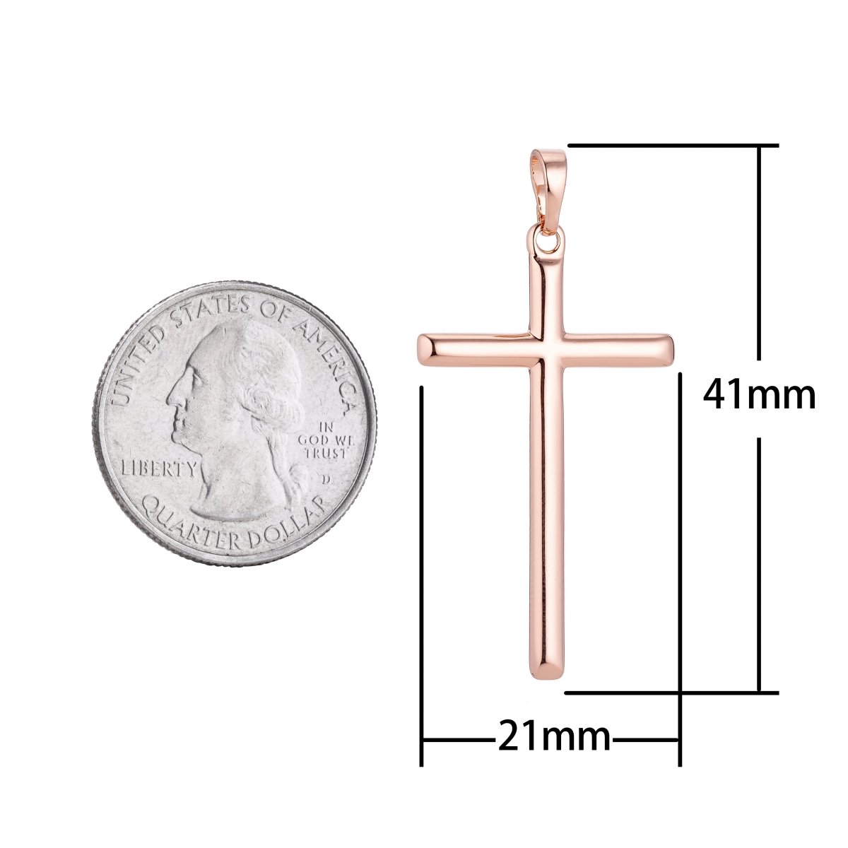Simple Minimalist Rose Gold Cross Gold Filled Pendants J-869