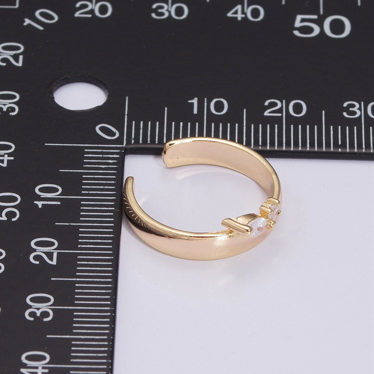 Single Marquise Ring,  Cz Ring Stacking Rings Open Adjustable Birthday Gift for Her, Anniversary Gift, Crown Gold Ring S-305