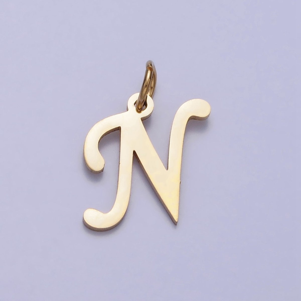 Small 24K Gold Plated Stainless Steel Letter Charms, initial alphabet pendant DIY jewelry letter charms for personalized jewelry making A-625-A-637