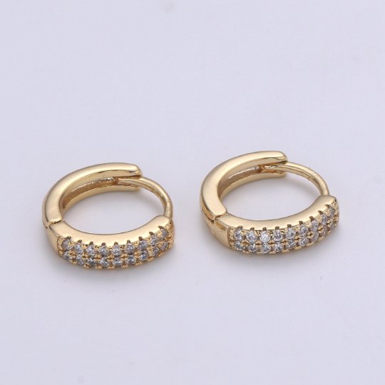 Small Huggie Hoop Earrings 14K Gold Filled Huggie Diamond CZ Silver Tiny Pave Huggie Earrings | Single Cartilage 12mm huggie P-093 P-094 AE-00885