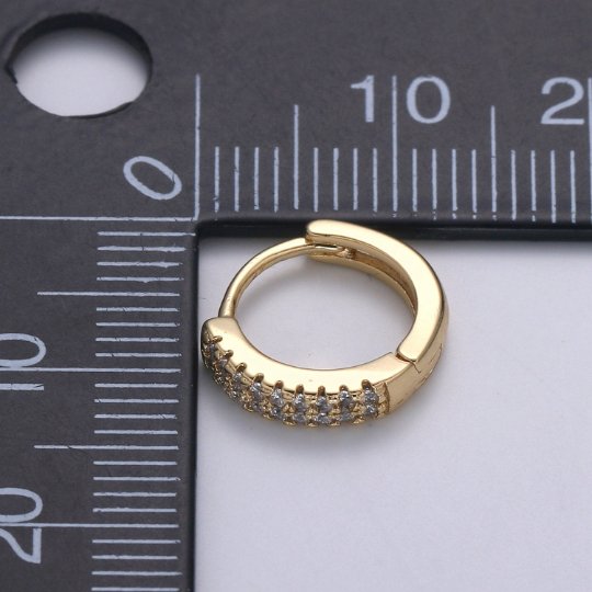 Small Huggie Hoop Earrings 14K Gold Filled Huggie Diamond CZ Silver Tiny Pave Huggie Earrings | Single Cartilage 12mm huggie P-093 P-094 AE-00885