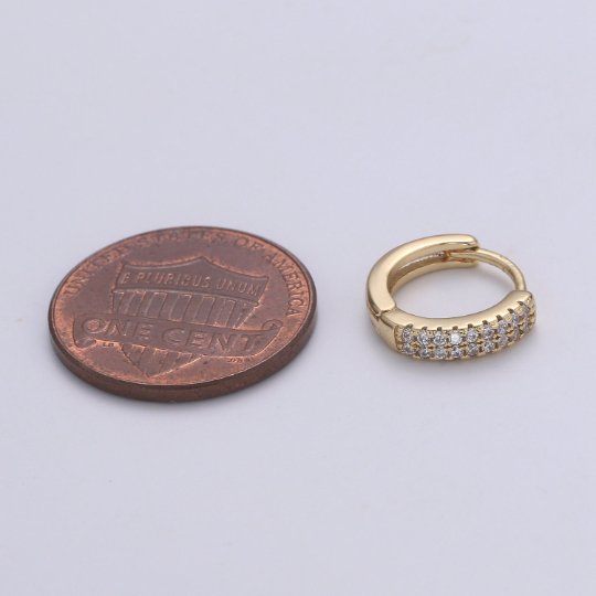 Small Huggie Hoop Earrings 14K Gold Filled Huggie Diamond CZ Silver Tiny Pave Huggie Earrings | Single Cartilage 12mm huggie P-093 P-094 AE-00885