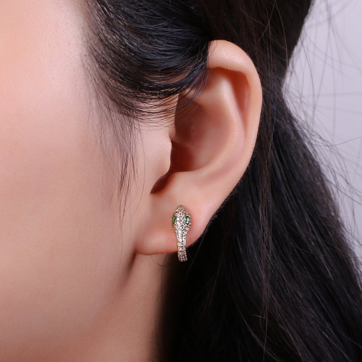 Snake earrings, snake Hugging earrings, dainty earring, gold snake earrings, delicate Hoop, gold earrings, trendy earrings, minimal earrings K-495