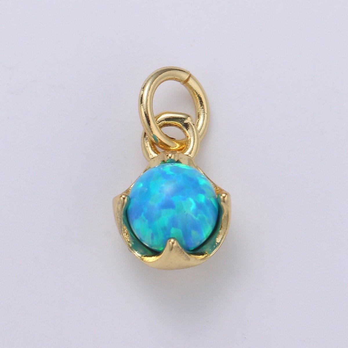 Solitaire Opal Charm, 14K Gold Filled Add on Charm, Round Ball 5mm Diameter Opal Pendant  E-037 E-038, E-039, E-040, E-048