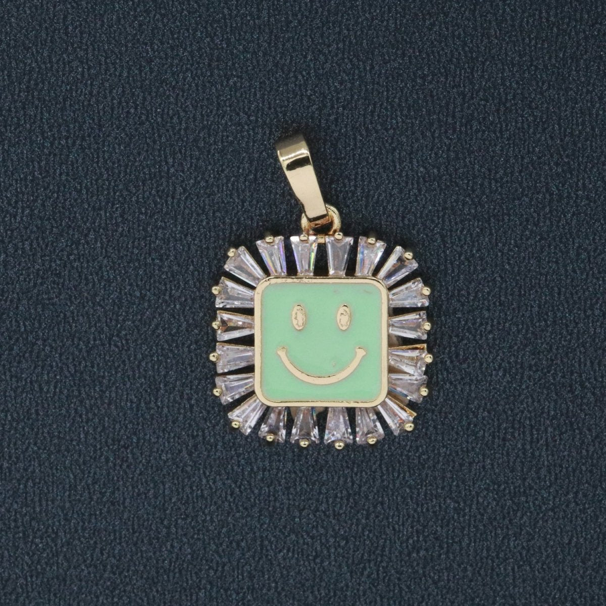 Square Smiley Face Charm Cubic Happy Face Pendant for Necklace Earring Component 31x22mm I-307 ~ I-312