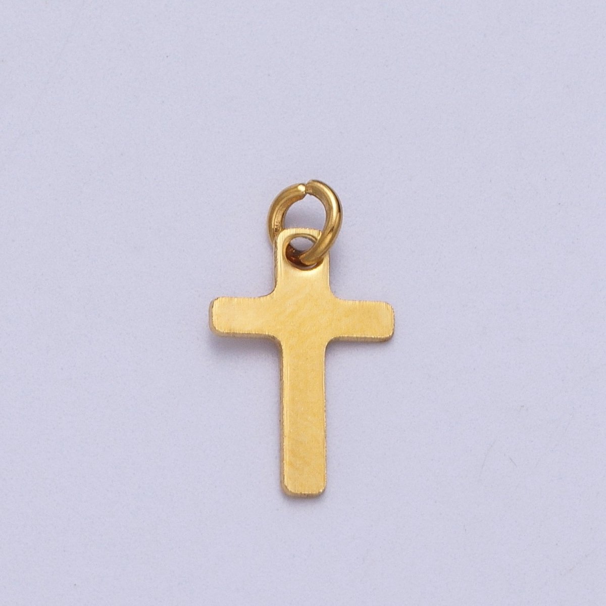 Stainless Steel 14.5mm Gold Religious Cross Minimalist Mini Charm | C-392 C-393