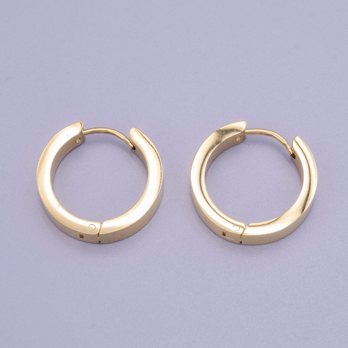 Stainless Steel 20mm Gold Flat Huggie Endless Hoop Earrings | AD1407
