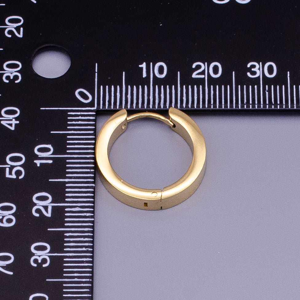Stainless Steel 20mm Gold Flat Huggie Endless Hoop Earrings | AD1407