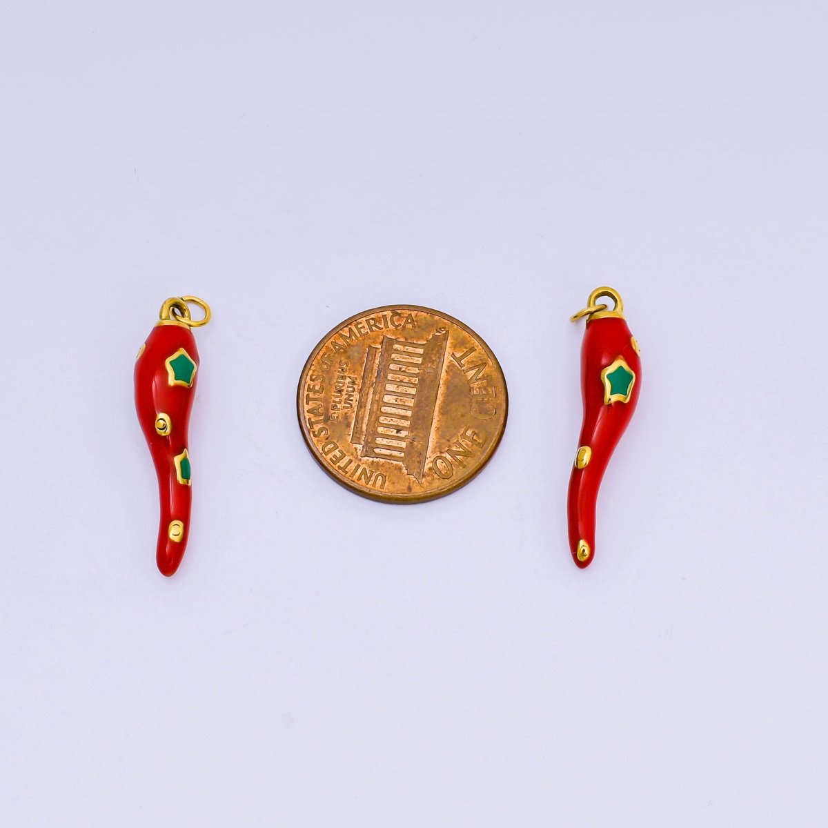 Stainless Steel 26mm Red Enamel Star Hot Chili Charm | J-516