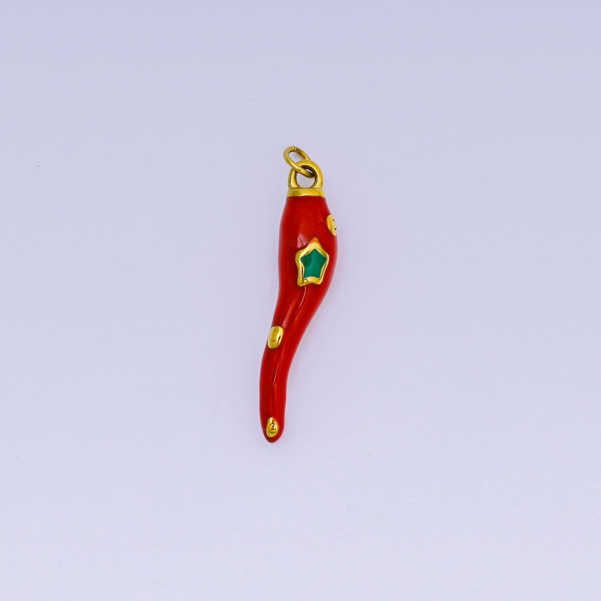 Stainless Steel 26mm Red Enamel Star Hot Chili Charm | J-516