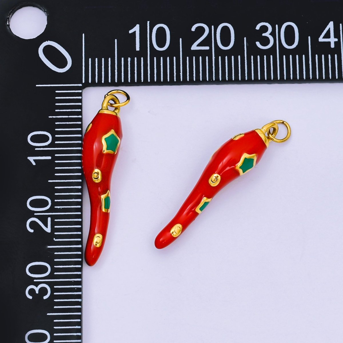 Stainless Steel 26mm Red Enamel Star Hot Chili Charm | J-516