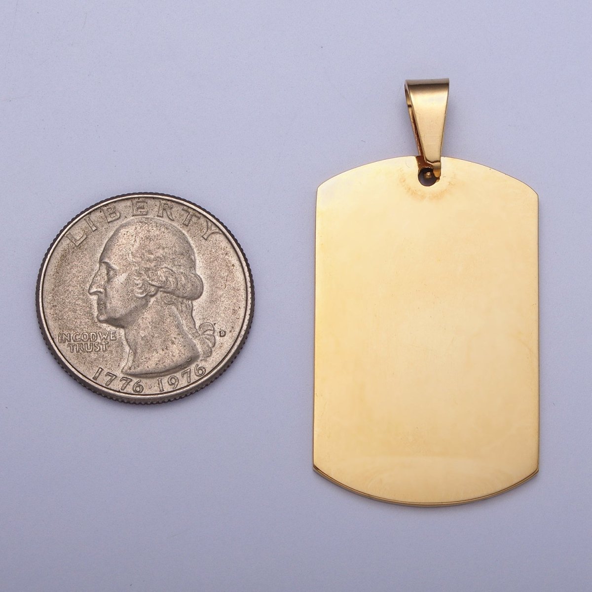 Stainless Steel 36.5mm, 48.5mm Rectangular Tag Engravable Geometric Pendant in Gold and Silver J-437 J-438 J-429 J-431