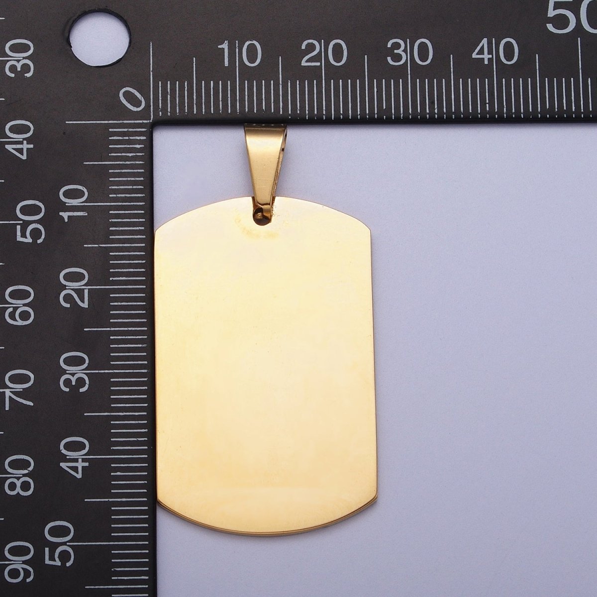 Stainless Steel 36.5mm, 48.5mm Rectangular Tag Engravable Geometric Pendant in Gold and Silver J-437 J-438 J-429 J-431