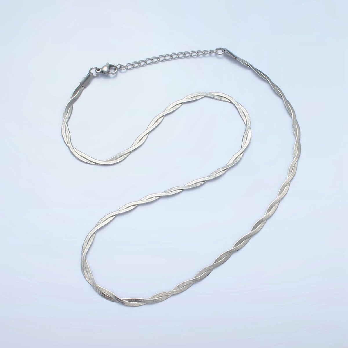 Stainless Steel 3.5mm Braided Intertwine Herringbone Chains 18 Inch Necklace in Mixed Metal & Silver | WA-2614 WA-2615