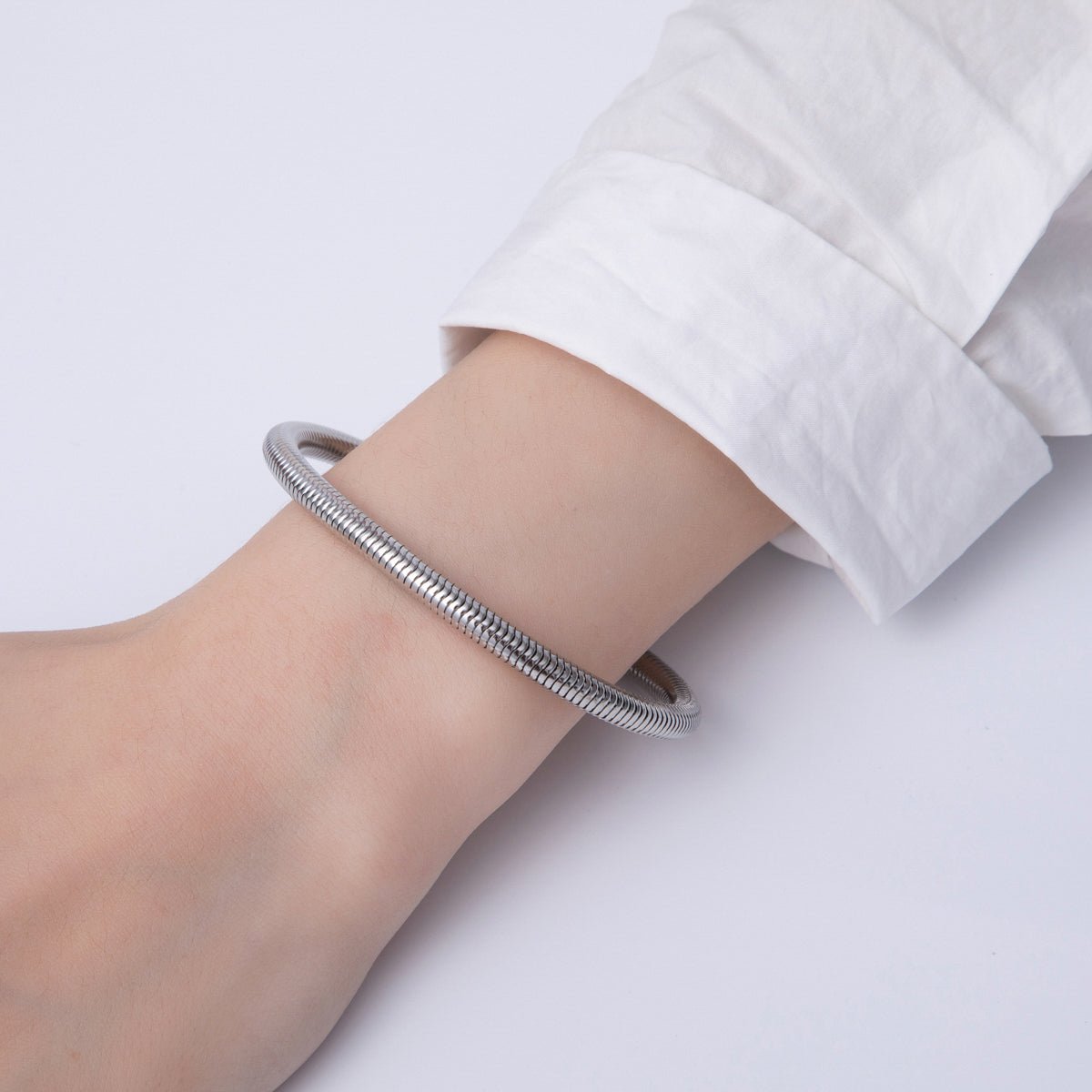 Stainless Steel 5mm Minimalist Snake Chain 8 Inch Bracelet in Gold & Silver | WA-03859 WA-01378