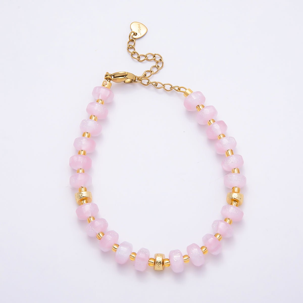 Stainless Steel 8mm Orange, Yellow, Blue, Green, Pink Glitter Rondelle Bead Resin 7 Inch Bracelet w. Extender | WA-04554 ~ WA-04558