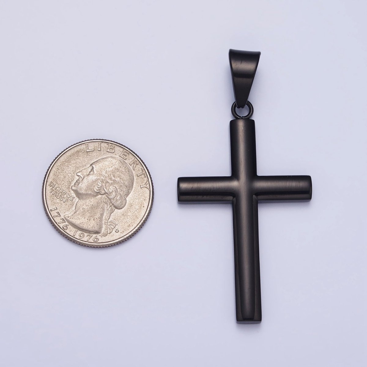 Stainless Steel Black Religious Cross Masculine Minimalist Pendant | P-1161
