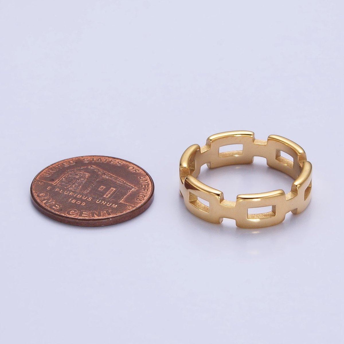 Stainless Steel Boxy Cable Chain Link Ring in Gold & Silver | O-1657~O-1664