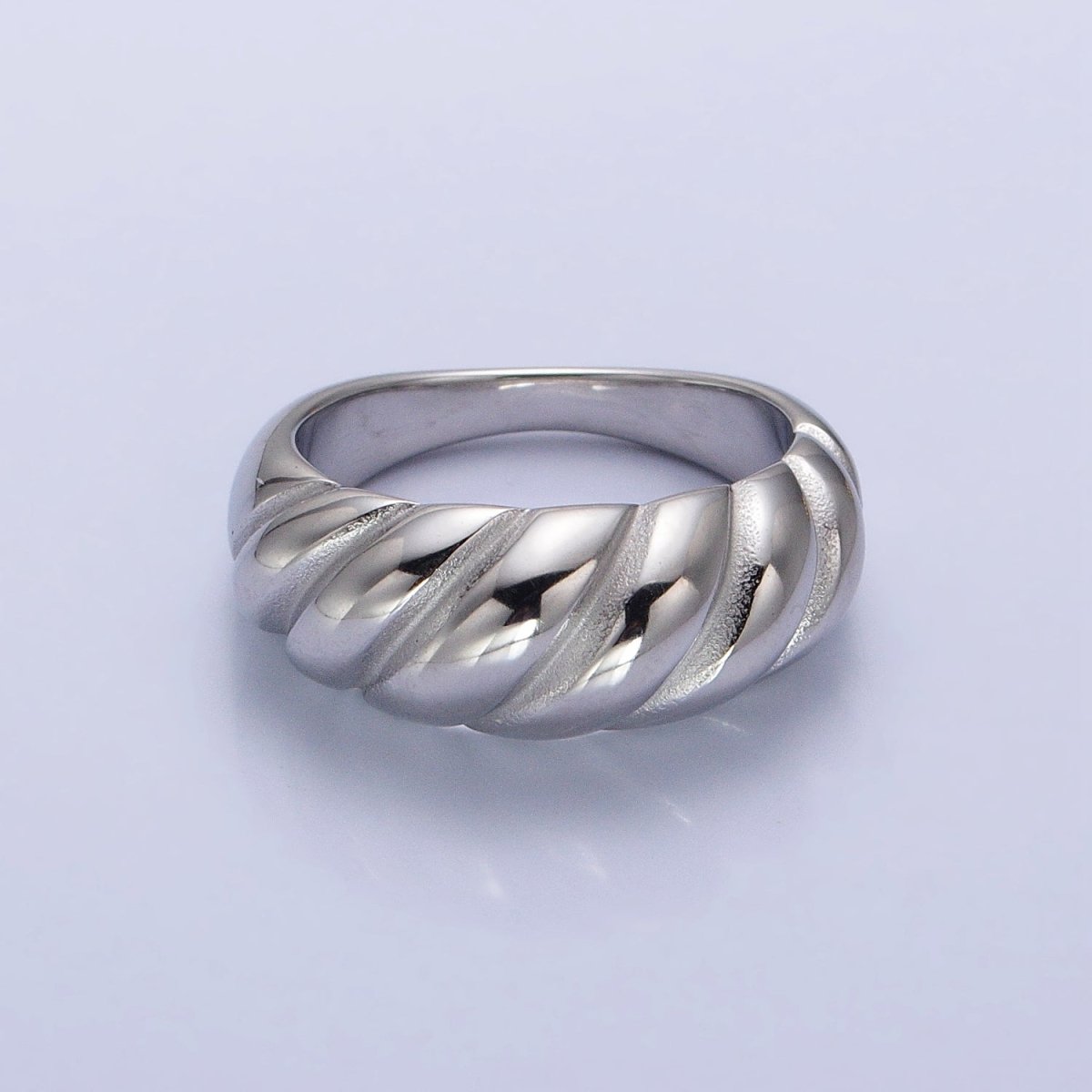 Stainless Steel Croissant Dome Twist Ring in Gold & Silver | O-1633~O-1640