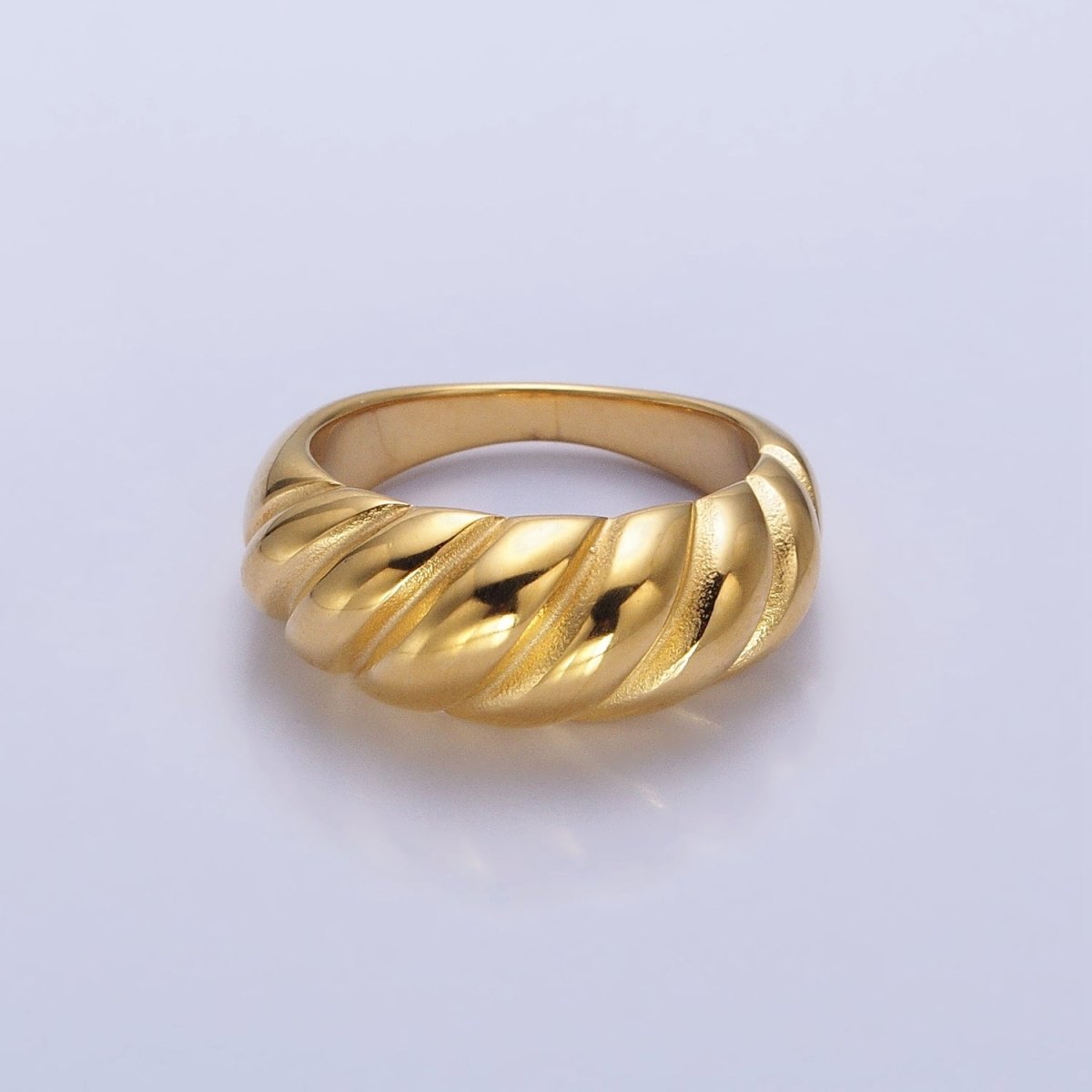 Stainless Steel Croissant Dome Twist Ring in Gold & Silver | O-1633~O-1640