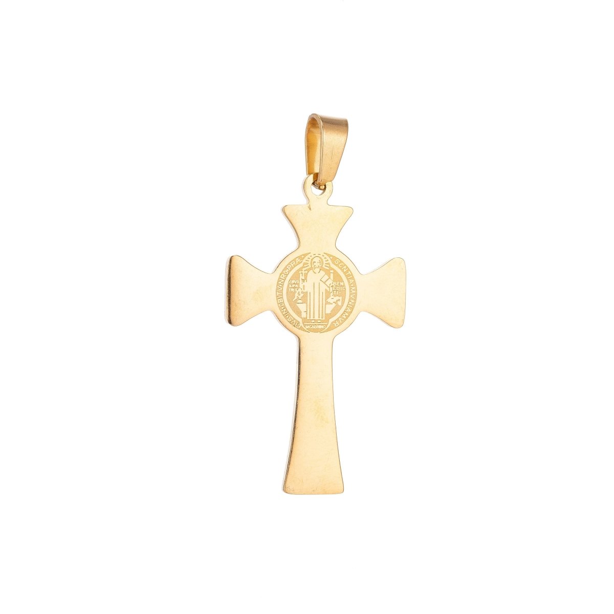 Stainless Steel Cross in Gold filled Italian St Benedict Cross Charm Rosary Cross Rosary Supplies 41x20mm Religious Jewelry J-389