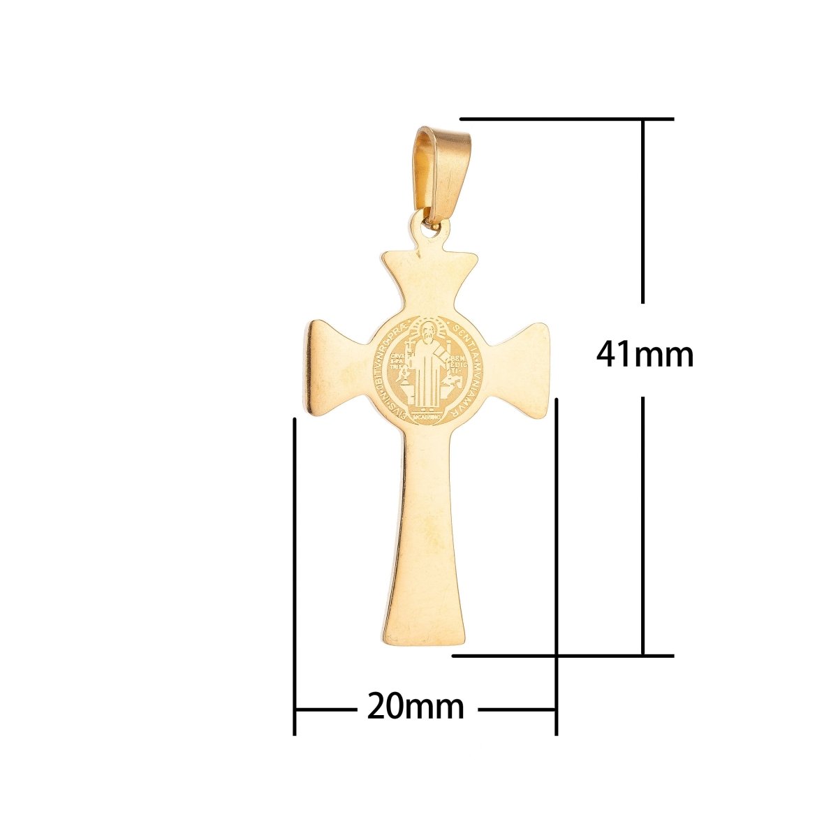 Stainless Steel Cross in Gold filled Italian St Benedict Cross Charm Rosary Cross Rosary Supplies 41x20mm Religious Jewelry J-389