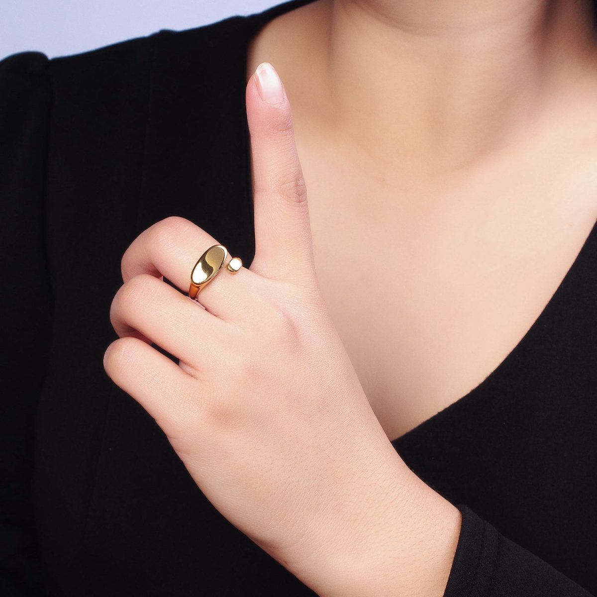Stainless Steel Flat Oval Double Chubby Claw Open Band Ring in Gold & Silver | O-1773~O-1780