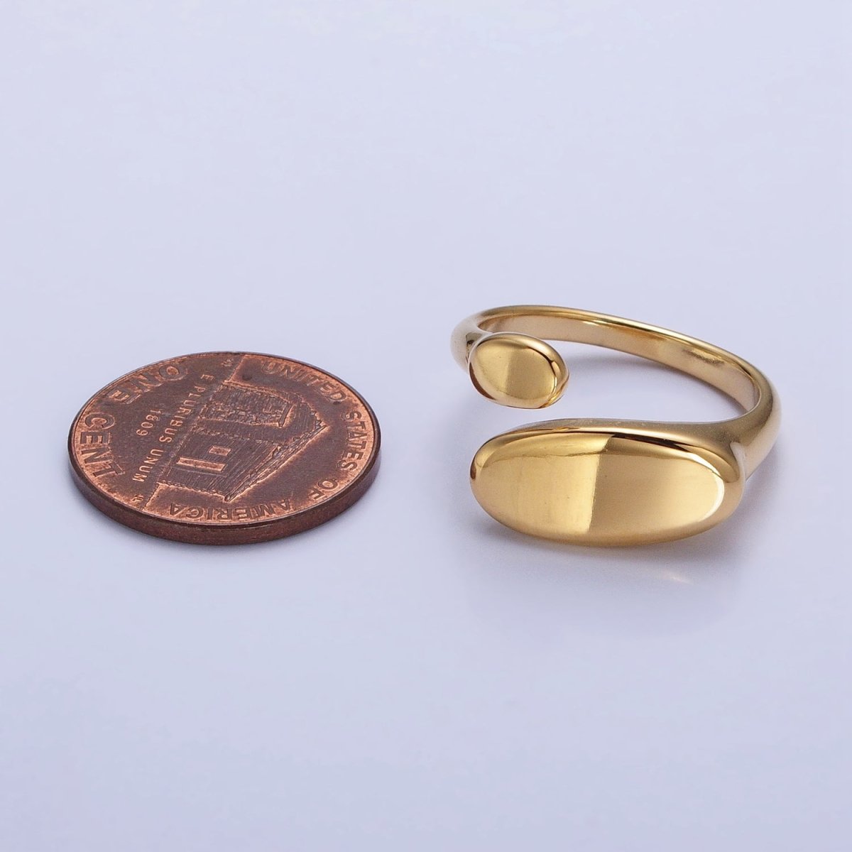 Stainless Steel Flat Oval Double Chubby Claw Open Band Ring in Gold & Silver | O-1773~O-1780