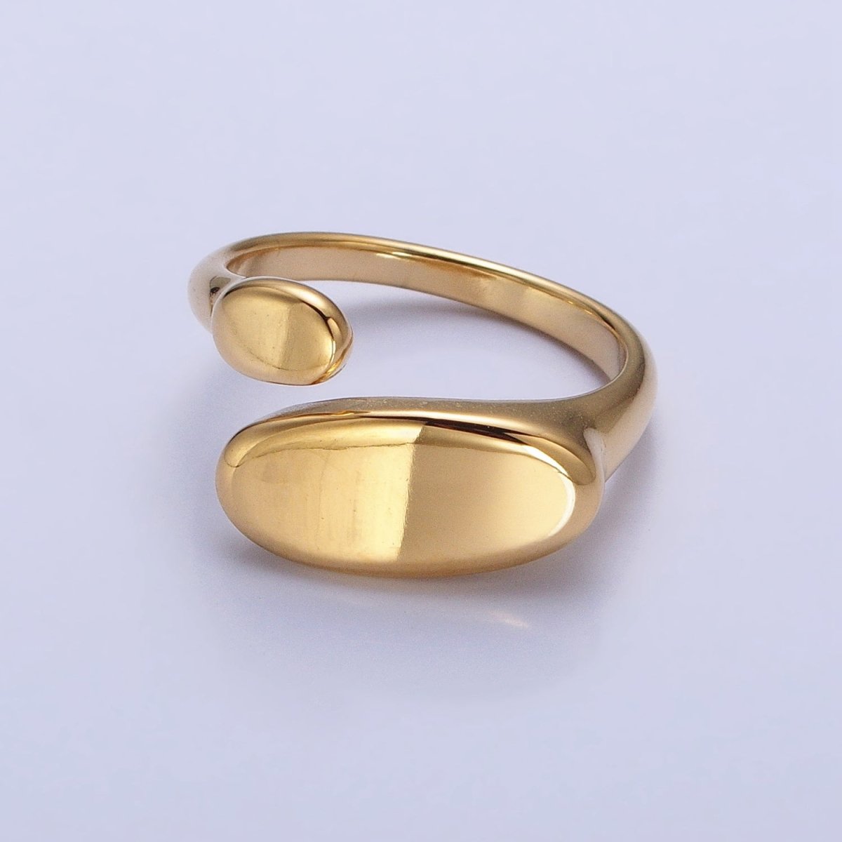 Stainless Steel Flat Oval Double Chubby Claw Open Band Ring in Gold & Silver | O-1773~O-1780