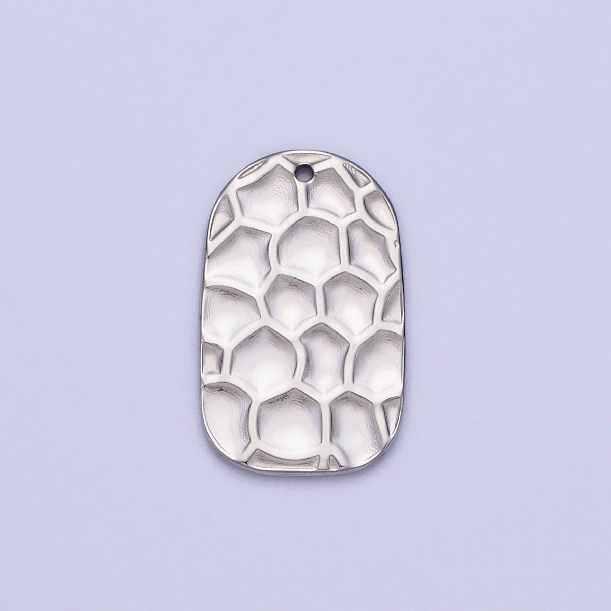 Stainless Steel Honey Comb Hammered Rectangular Tag Charm in Gold & Silver | P-891