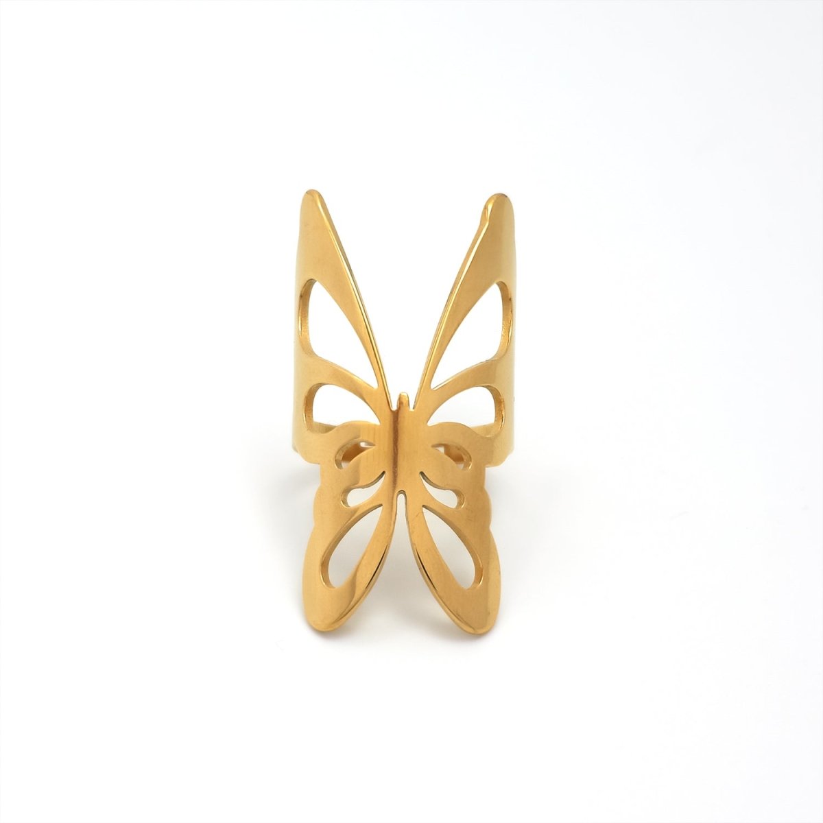 Stainless Steel Open Butterfly Ring in Gold & Silver | RINGS-00264