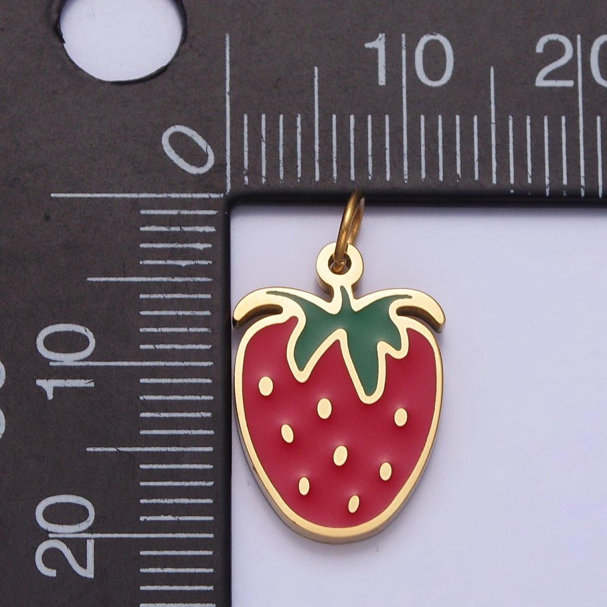 Stainless Steel Red Strawberry Fruit Add-On Charm | P-926