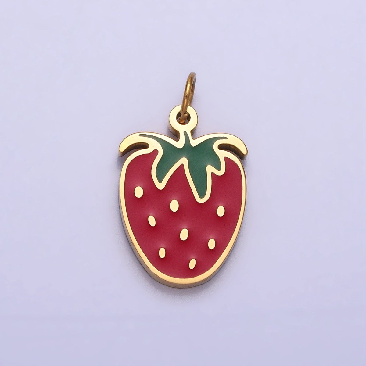 Stainless Steel Red Strawberry Fruit Add-On Charm | P-926