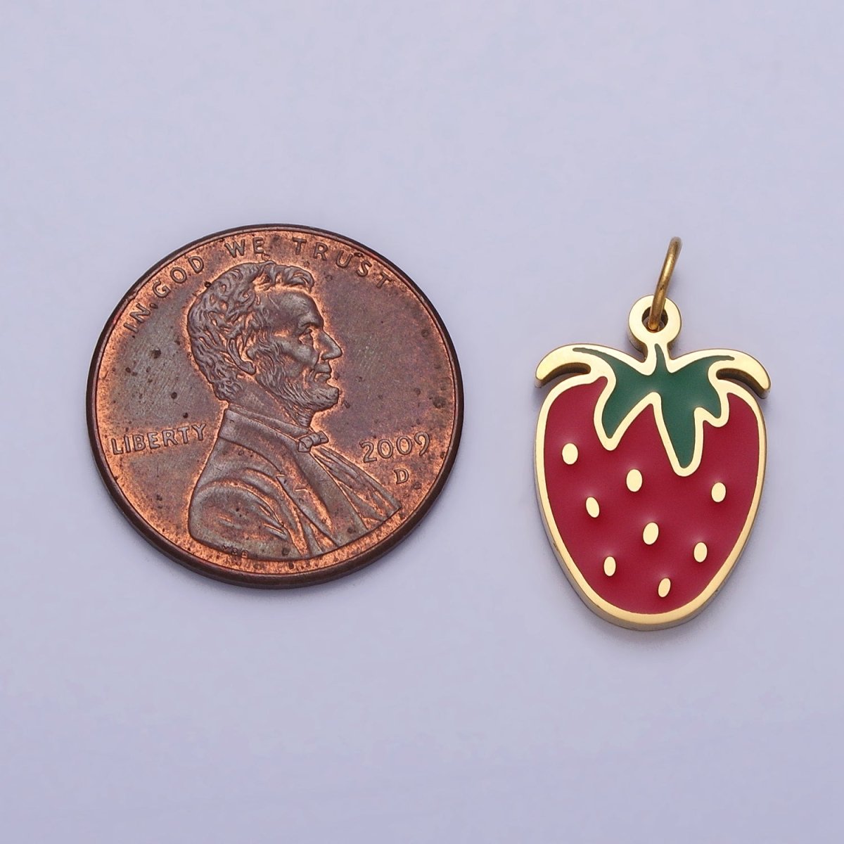 Stainless Steel Red Strawberry Fruit Add-On Charm | P-926