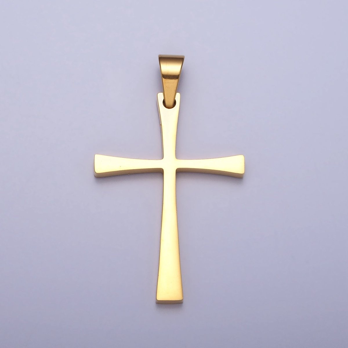 Stainless Steel Religious Curved Pattee Cross Pendant in Gold & Silver | P-1095 P-1096