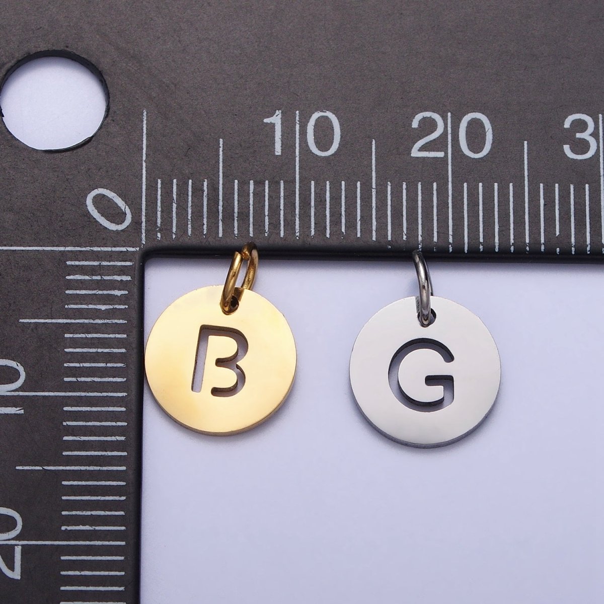 Stainless Steel Round Initial Alphabet Personalized Mini Add-On Charm in Silver | A-416-A-428